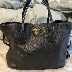 Authentic leather Prada Vitello Daino tote with removable strap.